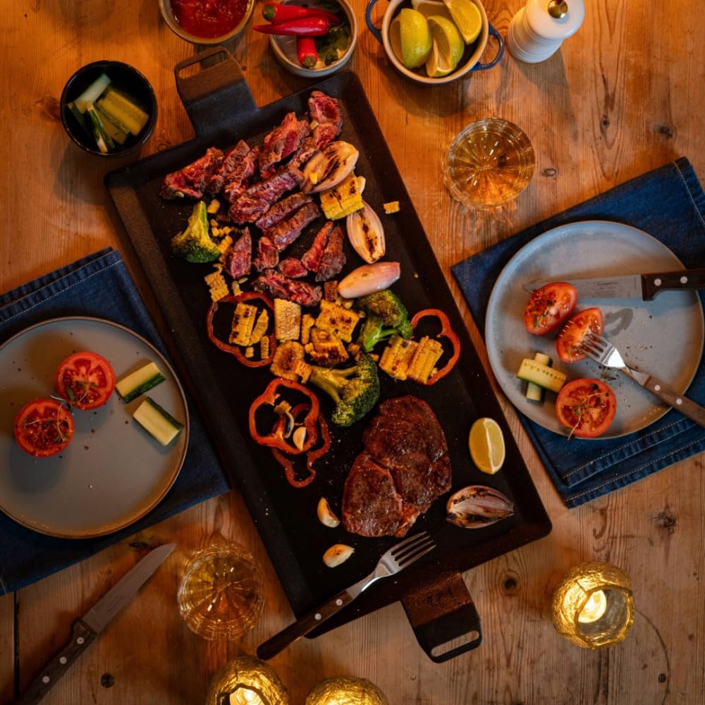 Kockums Jernverk Piastra per cottura 63 x 27 cm – Plancha Teppanyaki – Acciaio al carbonio 4 mm – senza PFAS – Barbecue a gas a carbonella forno a induzione fuoco aperto – Made in Sweden