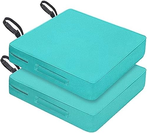 Miniatura 9 de Cojín para silla de patio, 20 x 20 pulgadas, impermeable, para exteriores, para muebles de patio, jardín, sofá, silla, cojines con asa y correas