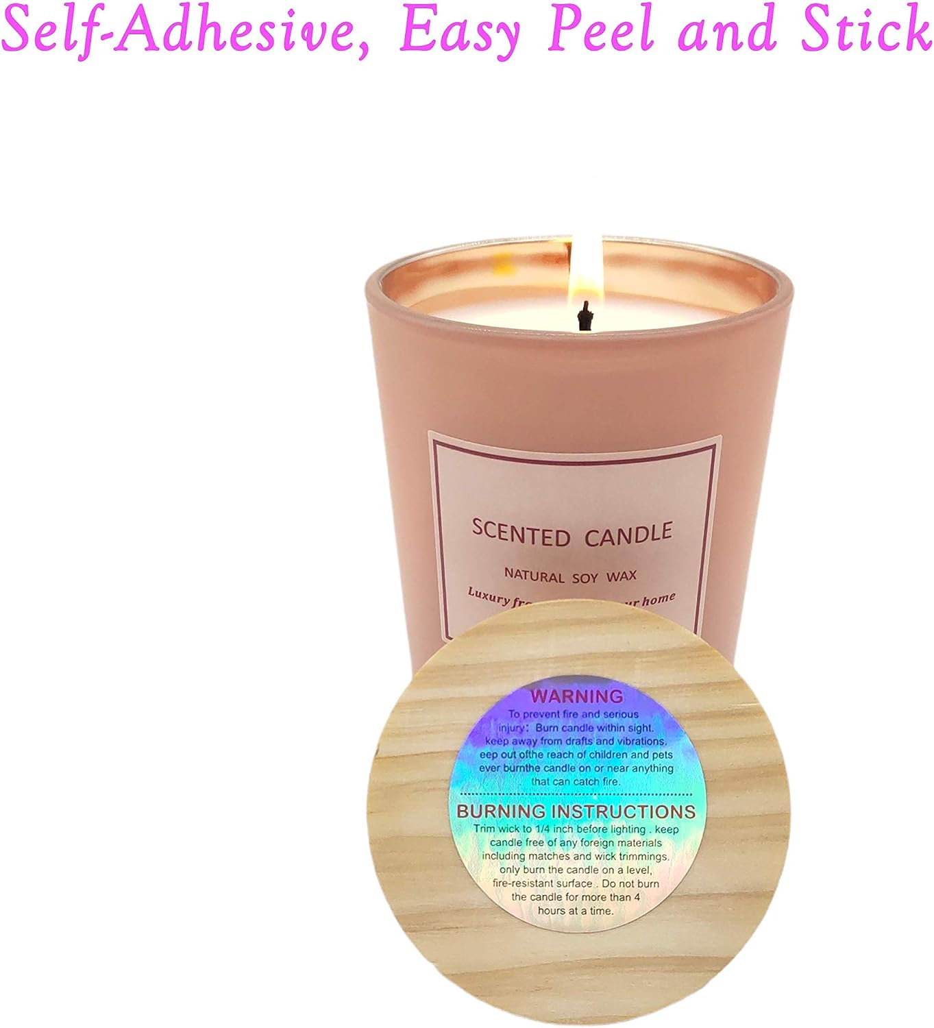 PMCDS2G Candle Warning Labels 1.5" Candle Jar Container Stickers 500 Pieces Per Roll Waterproof Candle Safety Labels Sticker Decal for Candle Jars,Tins and Votives (Navy Silver)