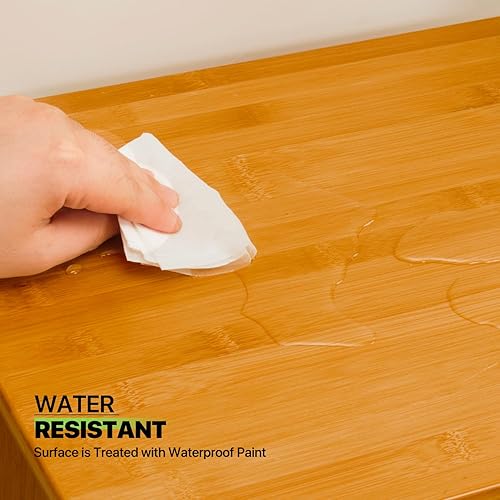 Miniatura 4 de Magshion Estante grande de bambú para almacenamiento de zapatos, con puertas dobles y cajón para armario estrecho, pasillo, sala de estar, entrada,