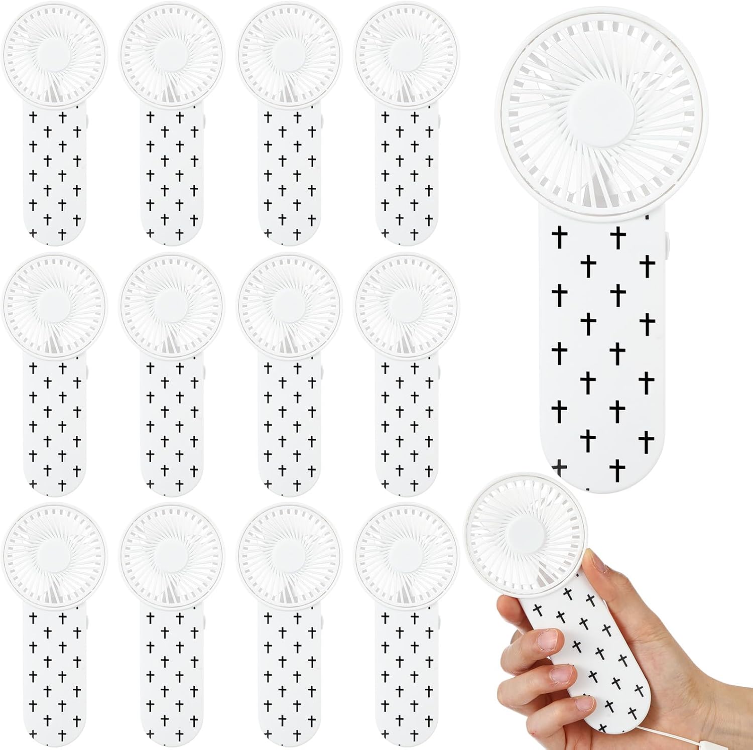 Honoson 12 Pcs Mini Portable Baseball Ice Cream Drip Fan Bulk Small Personal Handheld Fan with Lanyard for Team Gift Game Outdoor Sport Party Favors, Battery Not Include(Pink and Blue)