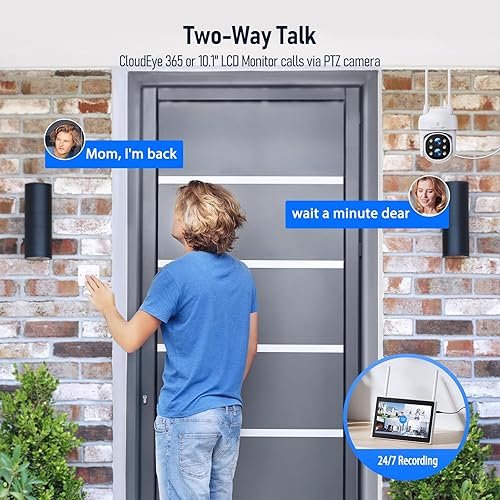 Miniatura 4 de Pantalla LCD + audio de 2 vías sistema de cámara de seguridad para el hogar Camcamp con monitor LCD de 10.1 pulgadas, 4 cámaras de seguridad