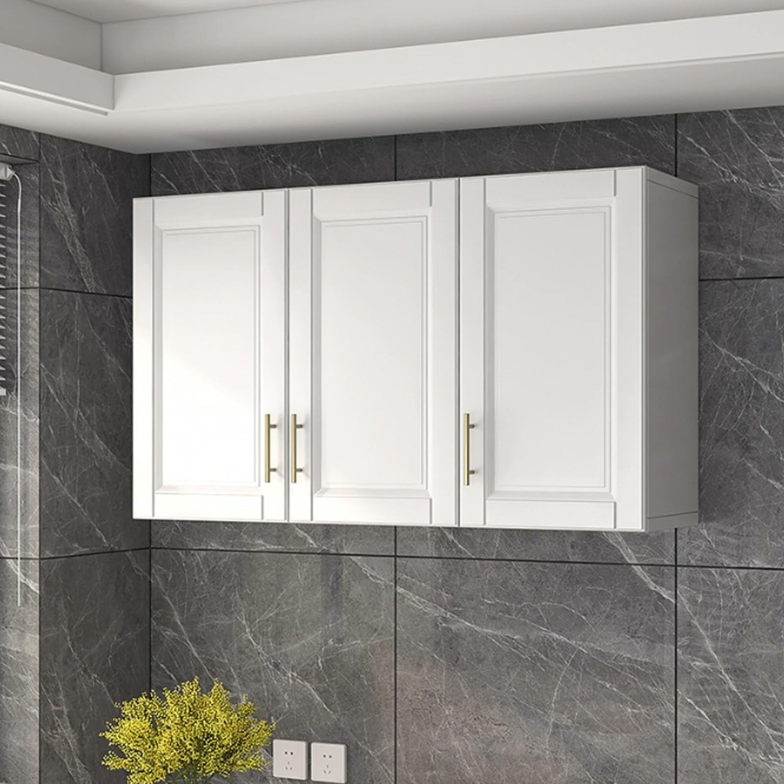 Petite étagère de cuisine avec portes et meuble de rangement mural pour WC gain de place
