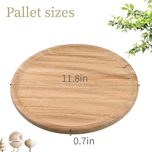 Miniatura 2 de Bandeja redonda de madera de 12 pulgadas, bandejas redondas para decoración del hogar, bandeja redonda de madera para encimera de cocina,