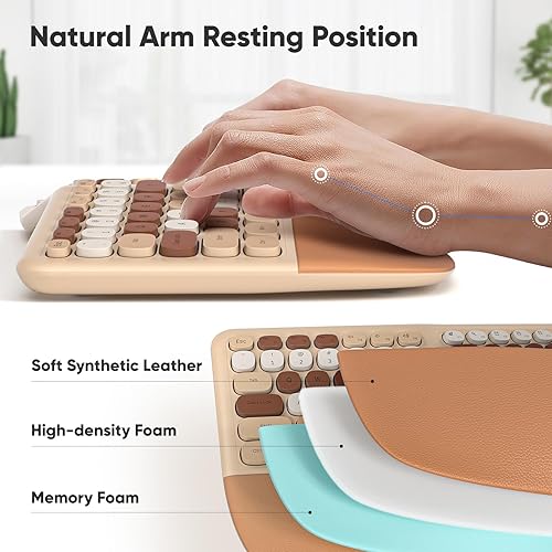 Miniatura 5 de MOFII Teclado y mouse ergonómicos, 2.4G USB inalámbrico, cómodo, natural, teclado dividido y mouse combinado con reposamanos, para computadora con