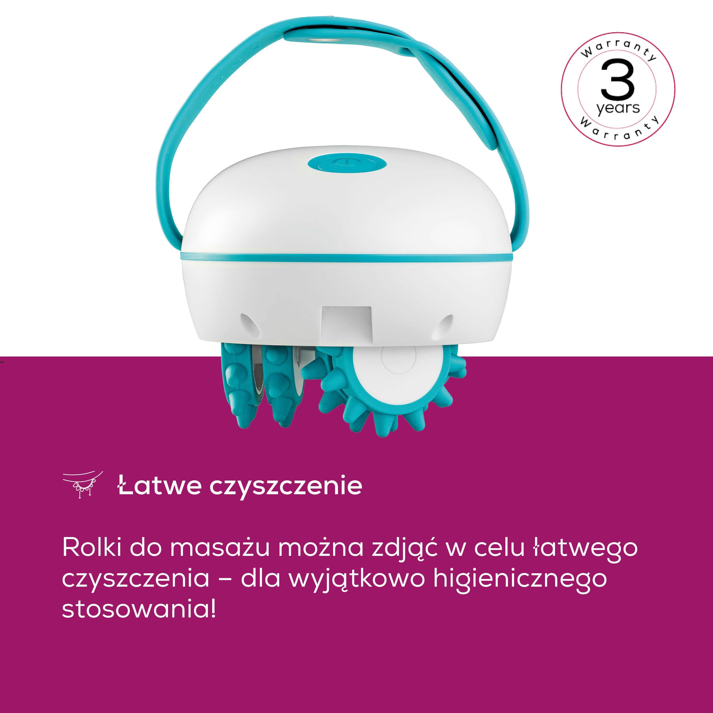 Beurer CM 51 Aparat do masażu antycellulitowego zapewniający jędrniejszą skórę, skuteczny masaż tkanki łącznej, elektryczny wałek masujący z 2 poziomami intensywności i regulowanym uchwytem