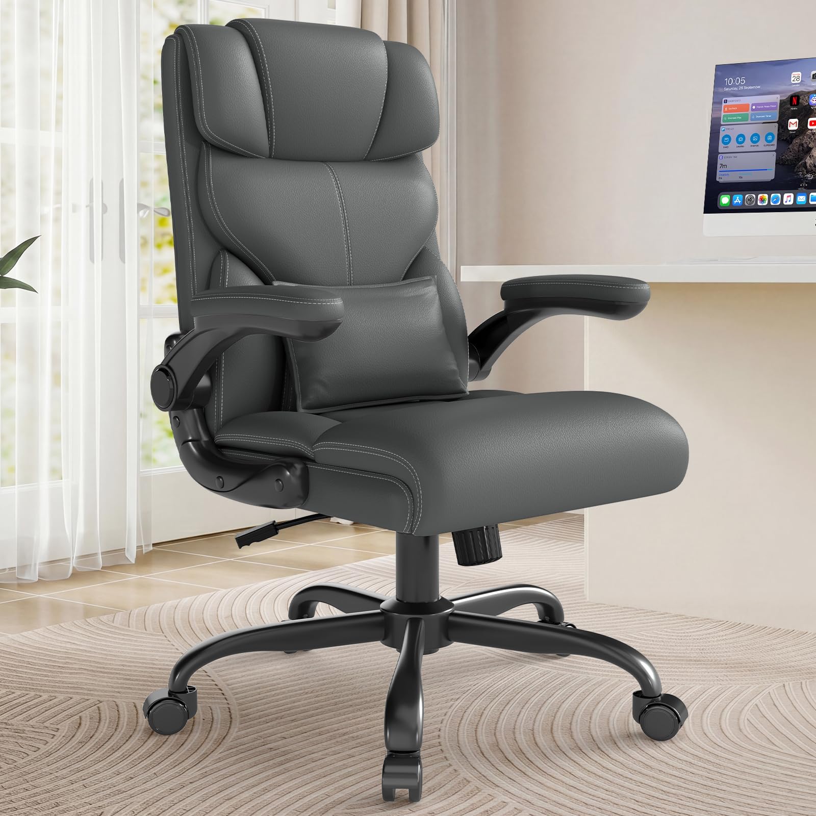 デスクチェア BARREL DESK CHAIR Amazon.com: Executive Office Chair with Flip-up Armrests,Ergonomic