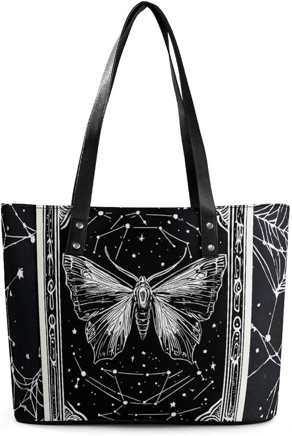 Gothic Dead Moth Women's Tote Leather Handbag Shoulder Bag Purse for Shopping Travel