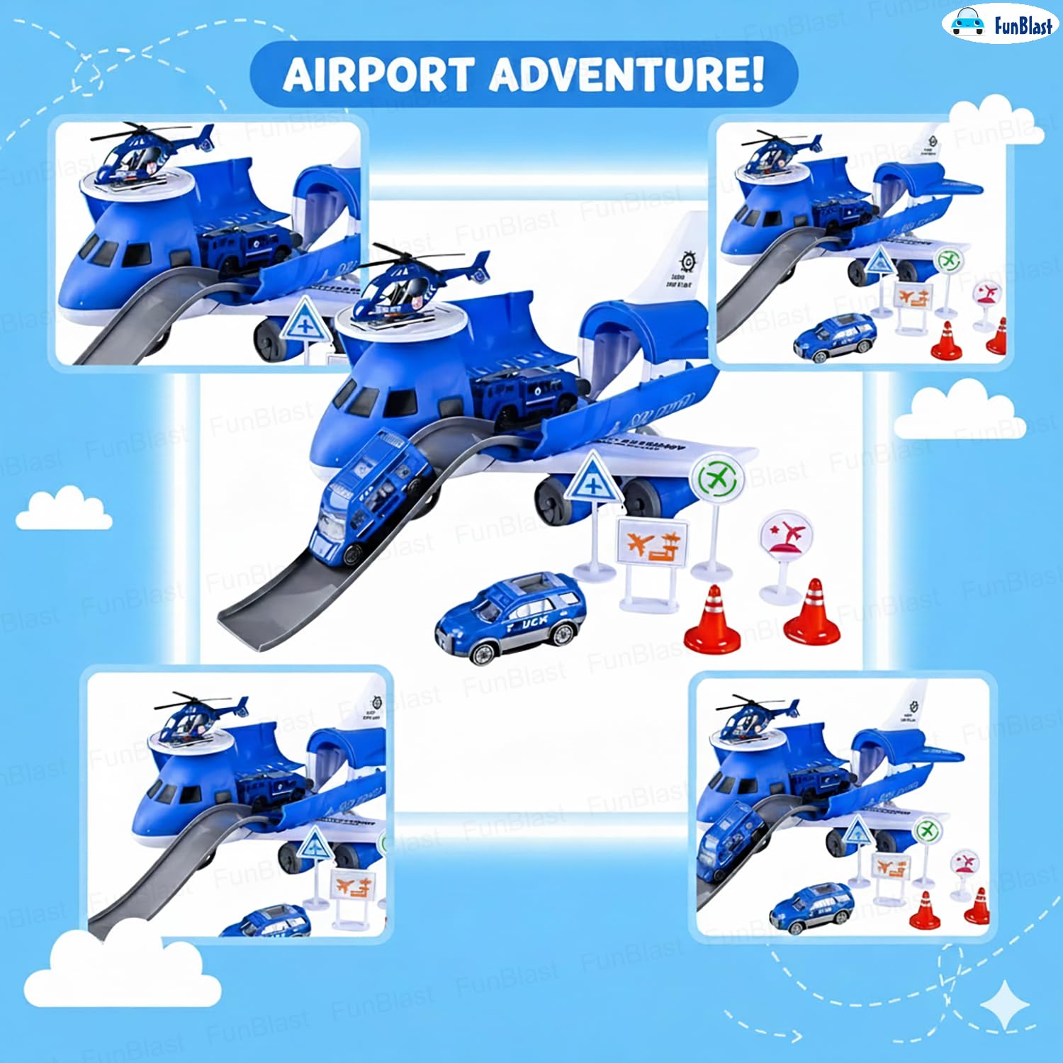 FunBlast Police Airplane Toy Set - Rescue Playset -5