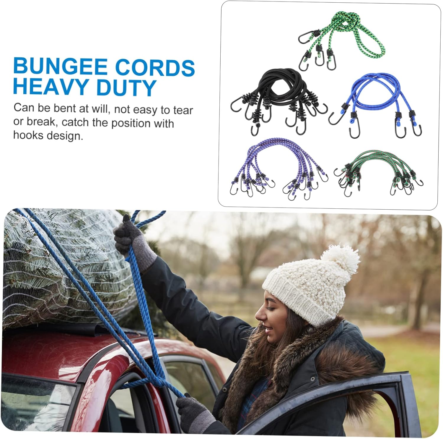 20pcs Heavy Duty Bungee Cord Set with Hooks Durable Outdoor Bungee Straps for Securing Luggage Cargo and More Mixed Versatile and Compact Storage