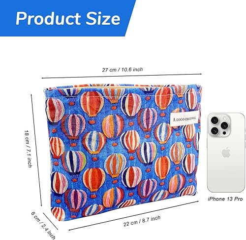 Miniatura 5 de Bolsa de maquillaje estética grande, bolsas de cosméticos florales para mujeres y niñas, organizador de maquillaje de lona con cremallera, bolsa de