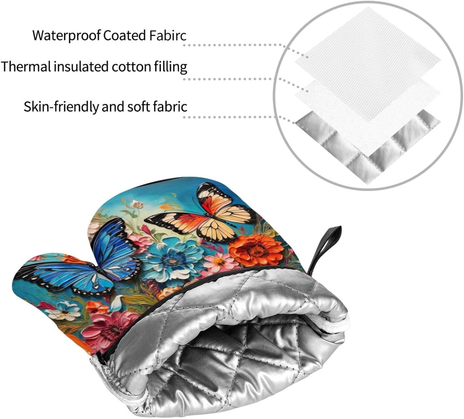 Flowers and Butterfly Kitchen baking four piece set, fit for cooking and baking, oven, microwave, and outdoor barbecue