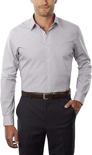 Van Heusen - Camisa de vestir de tela de popelina para hombre, unicolor, corte ajustado