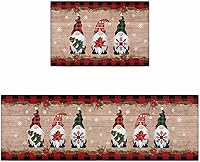 Vista 23 de Alfombras de cocina de Navidad, absorbentes, antideslizantes, para piso, muñeco de nieve, rojo y negro, a cuadros, alfombras y tapetes pequeños