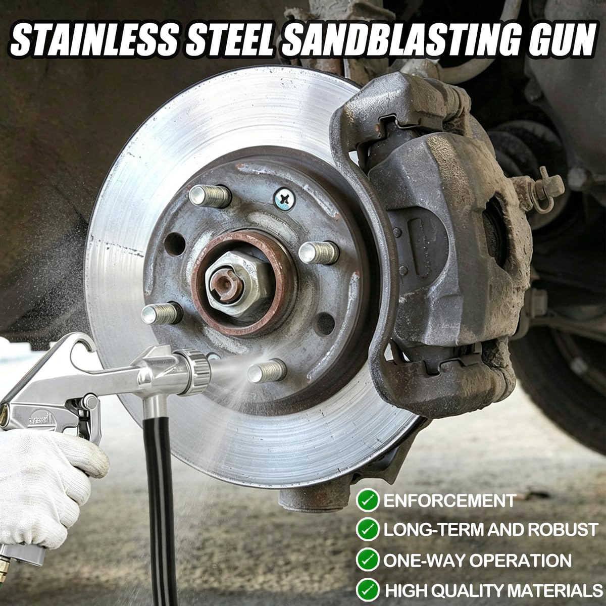 Sandstrahlpistole Set Druckluft, Sandstrahlen Pistole Kit mit 1m Gummischlauch mit Düsen Verschiedener Kaliber ein Luftanschlussnippel für Sandstrahlen
