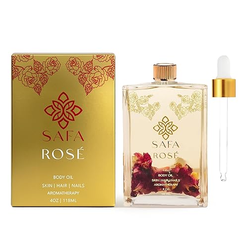 SAFA Aceite de rosa  Aceite esencial de rosa orgánico para cara, cuerpo, cabello, uñas y aromaterapia  Aceite corporal después de la ducha