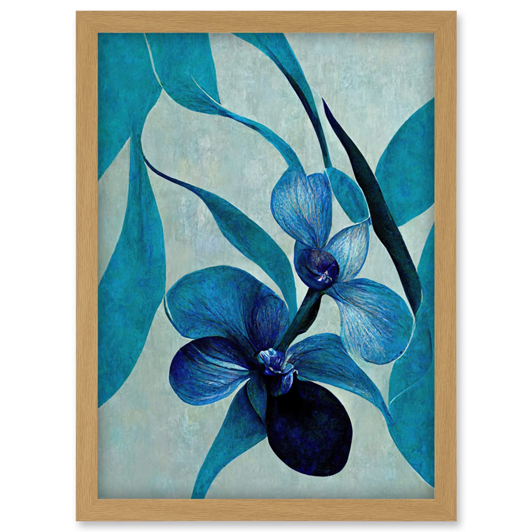 Doppelganger33 LTD Modern Abstract Blue Orchid Modern Artwork Framed Wall Art Print A4
