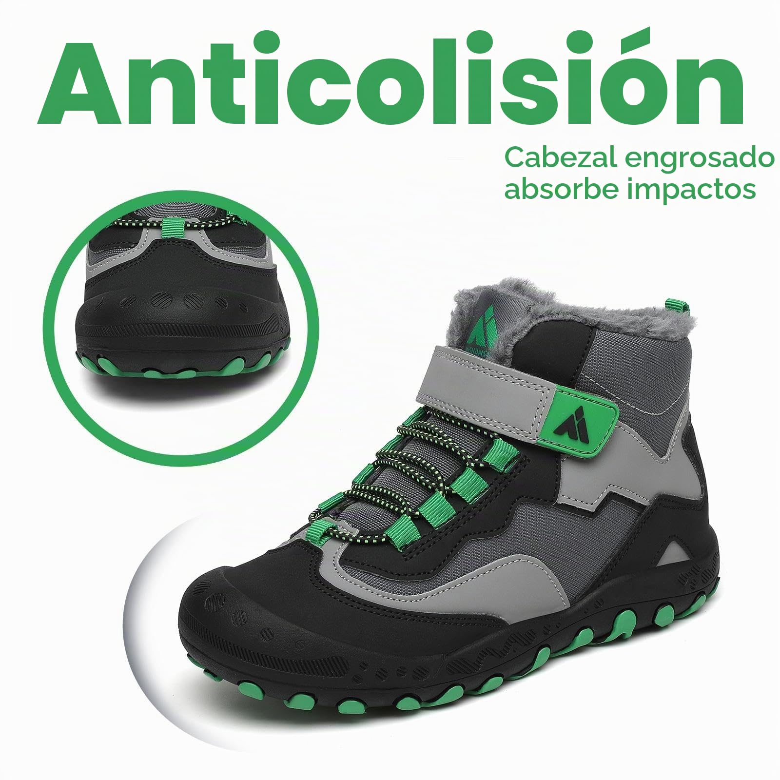 Mishansha Botas de Nieve Niño Botas Antideslizantes, Negro 29 | Forro cálido, cierre de autollenado, puntera reforzada, suela con dibujo, colegio, paseos, nieve