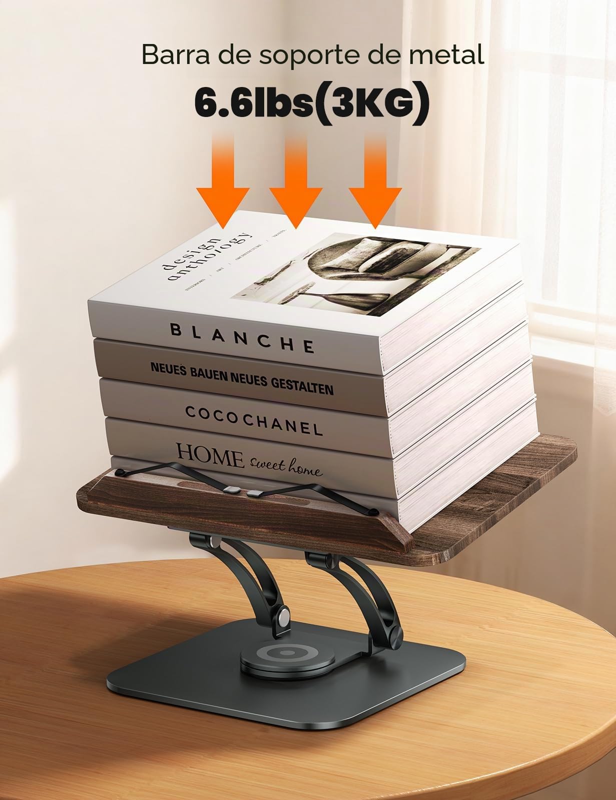 Tounee Soporte de Libro para Lectura con base giratoria de 360°, Elige para los lectores-Gris