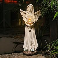 Vista 6 de Estatua de ángel para jardín, estatua solar de jardín de 16.3 pulgadas, regalos de jardinería para mamá, abuela, adornos de césped, figuras