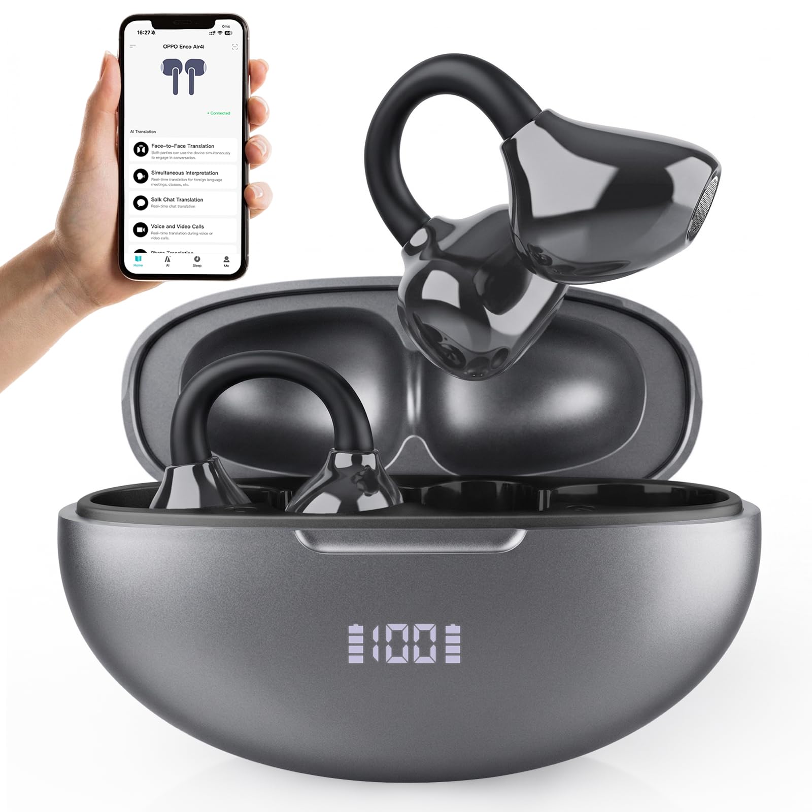 RAYGARD AI Translation Earbuds Real Time, 2026 Upgrade 154 Language 5 in 1 Translator Headphones with APP, 80H Playtime Bluetooth 6.1 Wireless Ear Buds for Travel Business Meeting Learning, Black