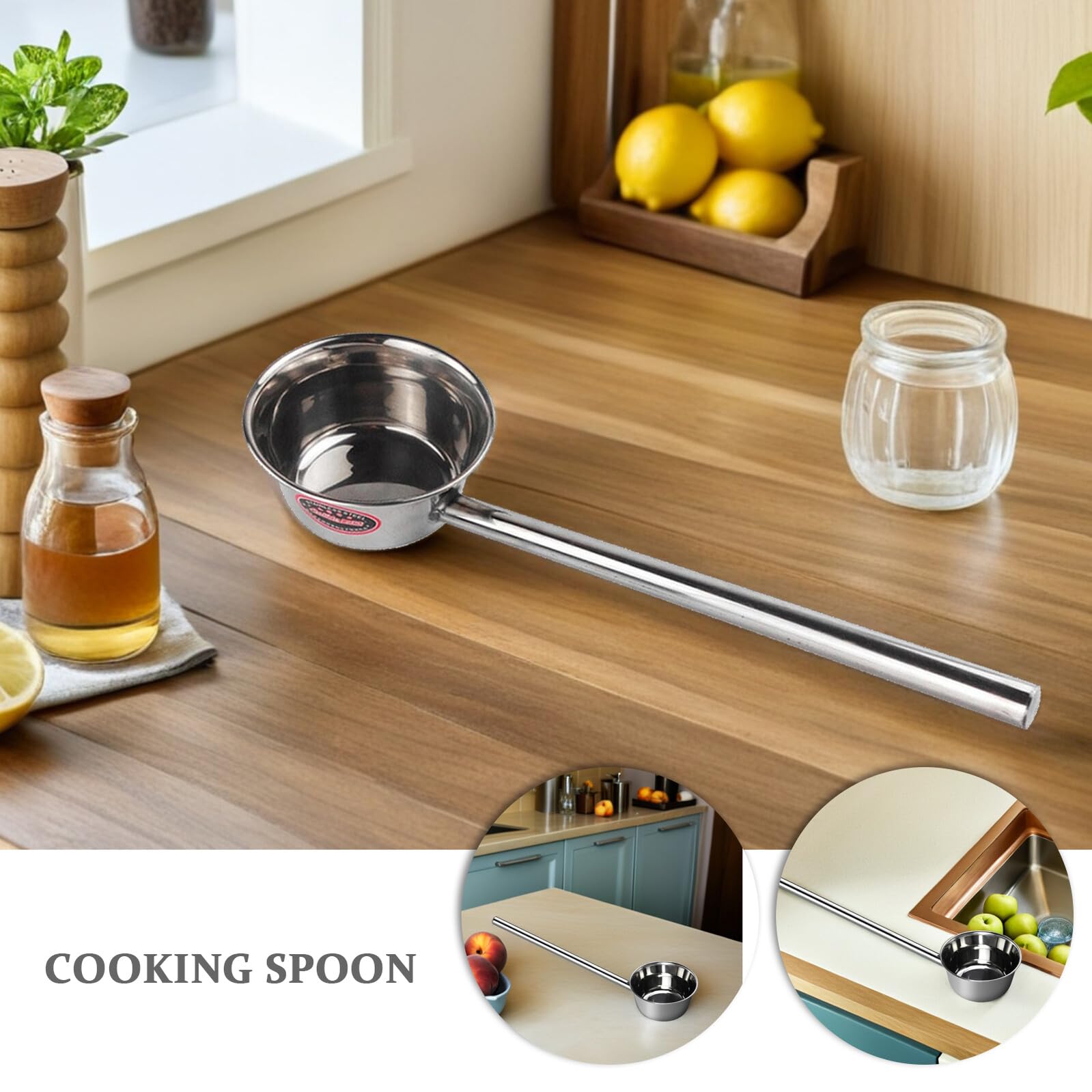Vaguelly Cucharón de agua de mango de 58 cm de largo, de acero inoxidable, para riego de jardín, cucharón de agua grande, cuchara de sopa, cuchara de aceite, cucharón de cocina