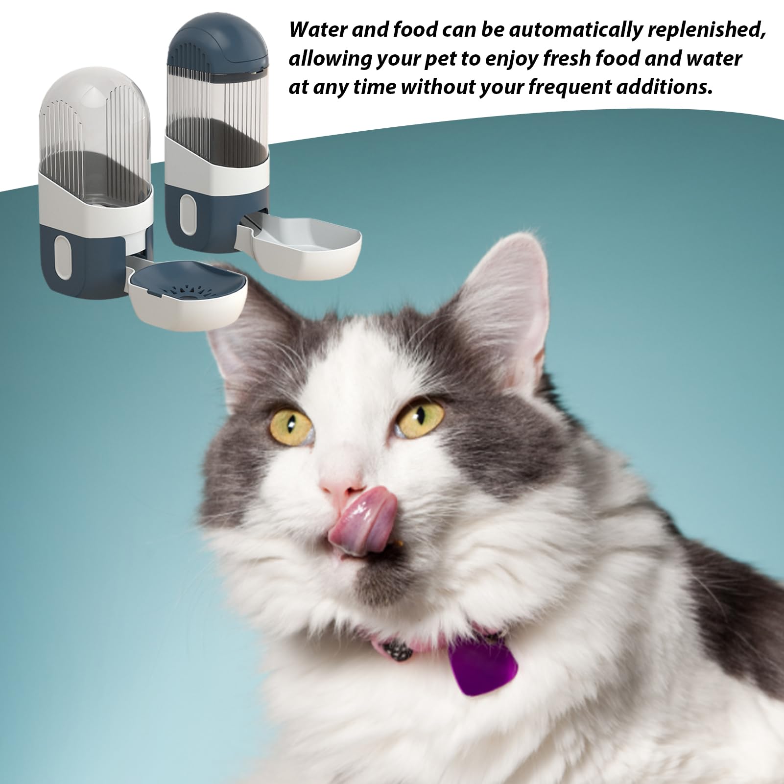 Comedero automático para gatos, bebedero automático 2 en 1, agua de gravedad para gatos, jaula extraíble, cuenco de comida para mascotas, cuenco de comida para perros y agua, sin derrames, para gatos,