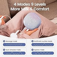 Vista 3 de NCVI Extractor de Leche Eléctrico Doble 8122-1 con 4 Modos y 9 Niveles, Bomba de Lactancia con Embudos de 21/24mm, Bomba de Leche Recargable