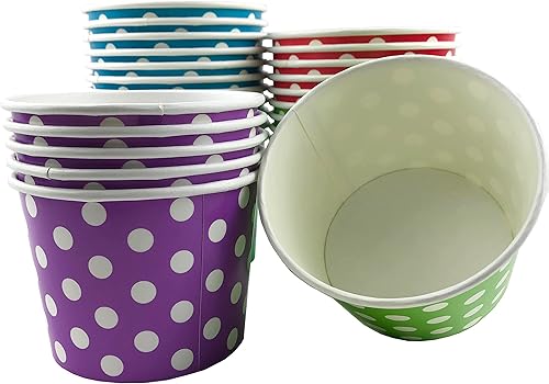 MMvolesy Mix Colors - Paquete de 50 vasos desechables para helado de 16 onzas, cuencos de papel de colores para helados, sopa caliente, postres, a