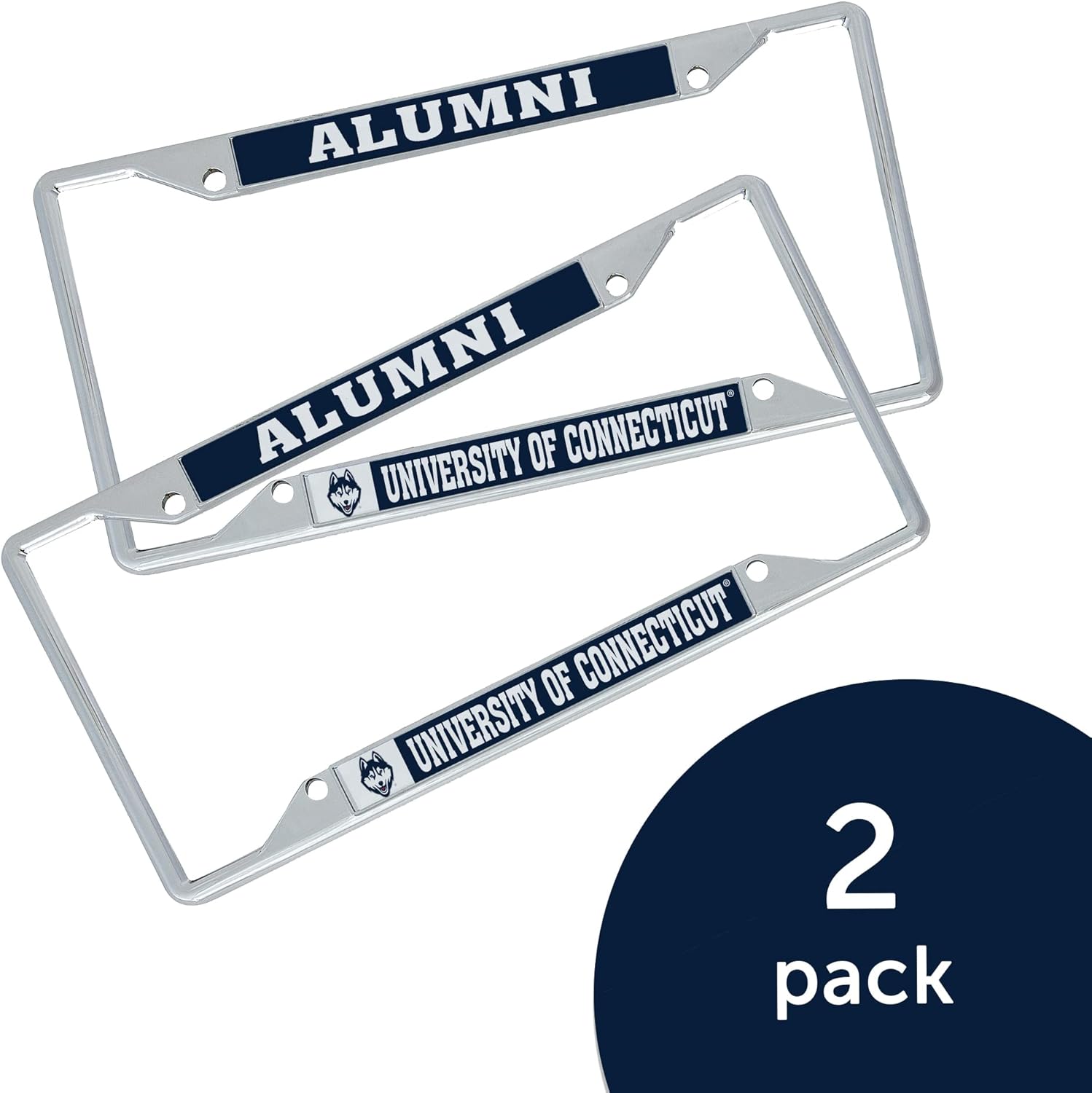 Desert Cactus University of Connecticut License Plate Frame UConn Car Tag Holder for Front or Back of Car Officially Licensed Metal (Alumni 2-Pack)
