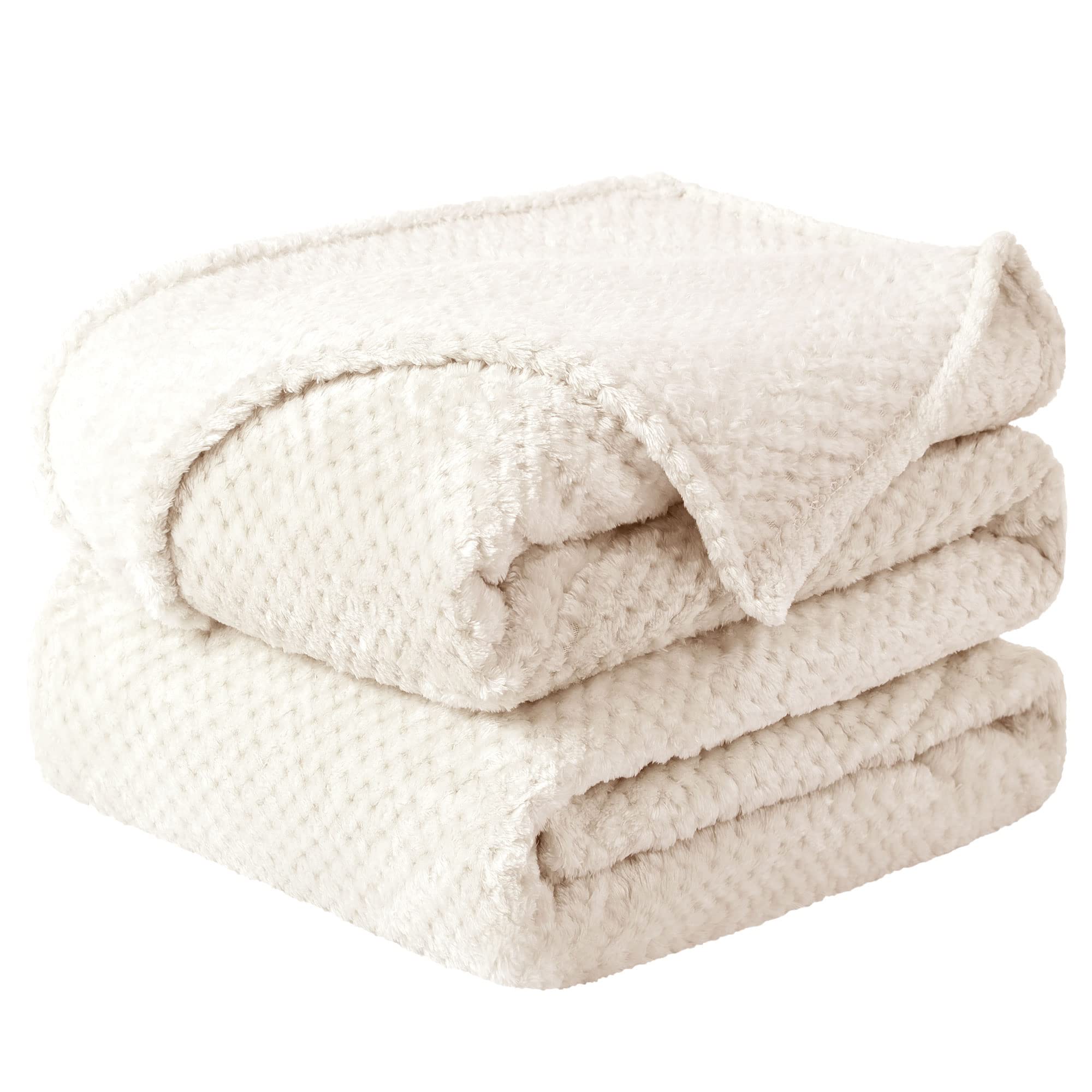 sourcing map Soft Mesh Flannel Fleece Blanket Plush Beige 180 x 200cm
