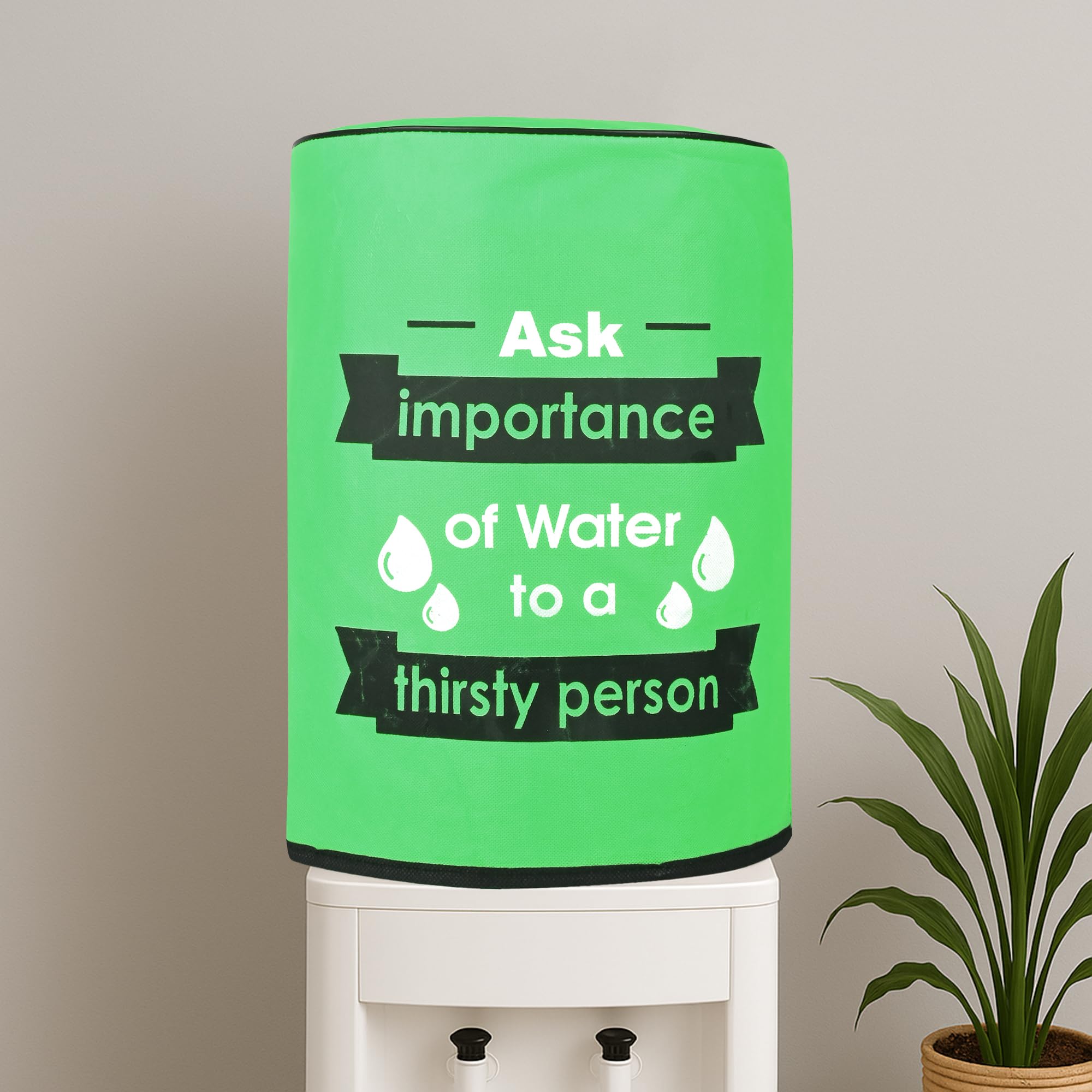Kuber Industries 20 Ltr. Rexine Water Camper Cover with Water Level indicator | Machine Washable Dispenser Bottle Cover - Ideal for Home, Office & Hospital | Printed - Green-image-16