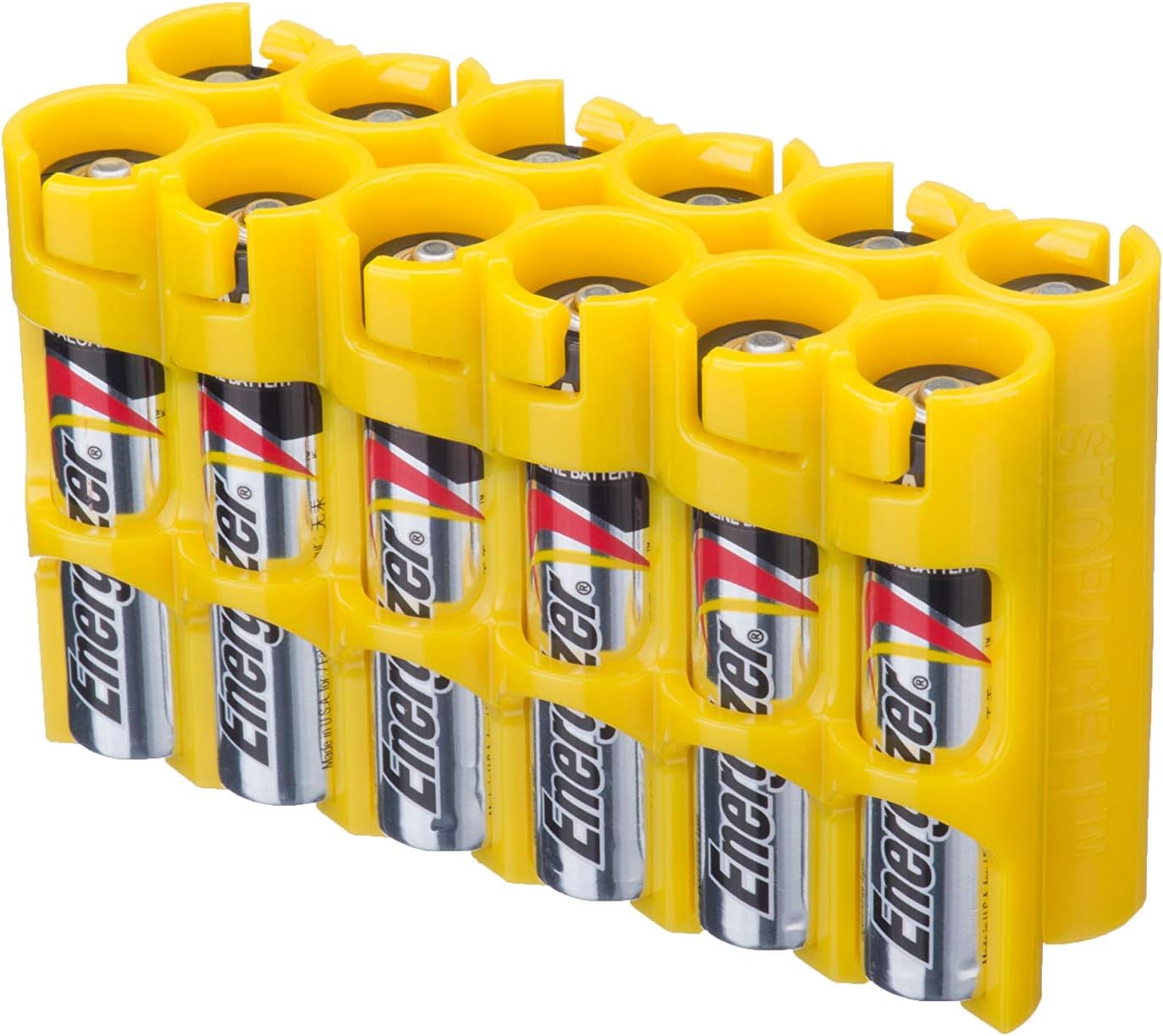 StoracellAAA12pkCY by Powerpax AAA Battery Caddy, Yellow, Holds 12 Batteries
