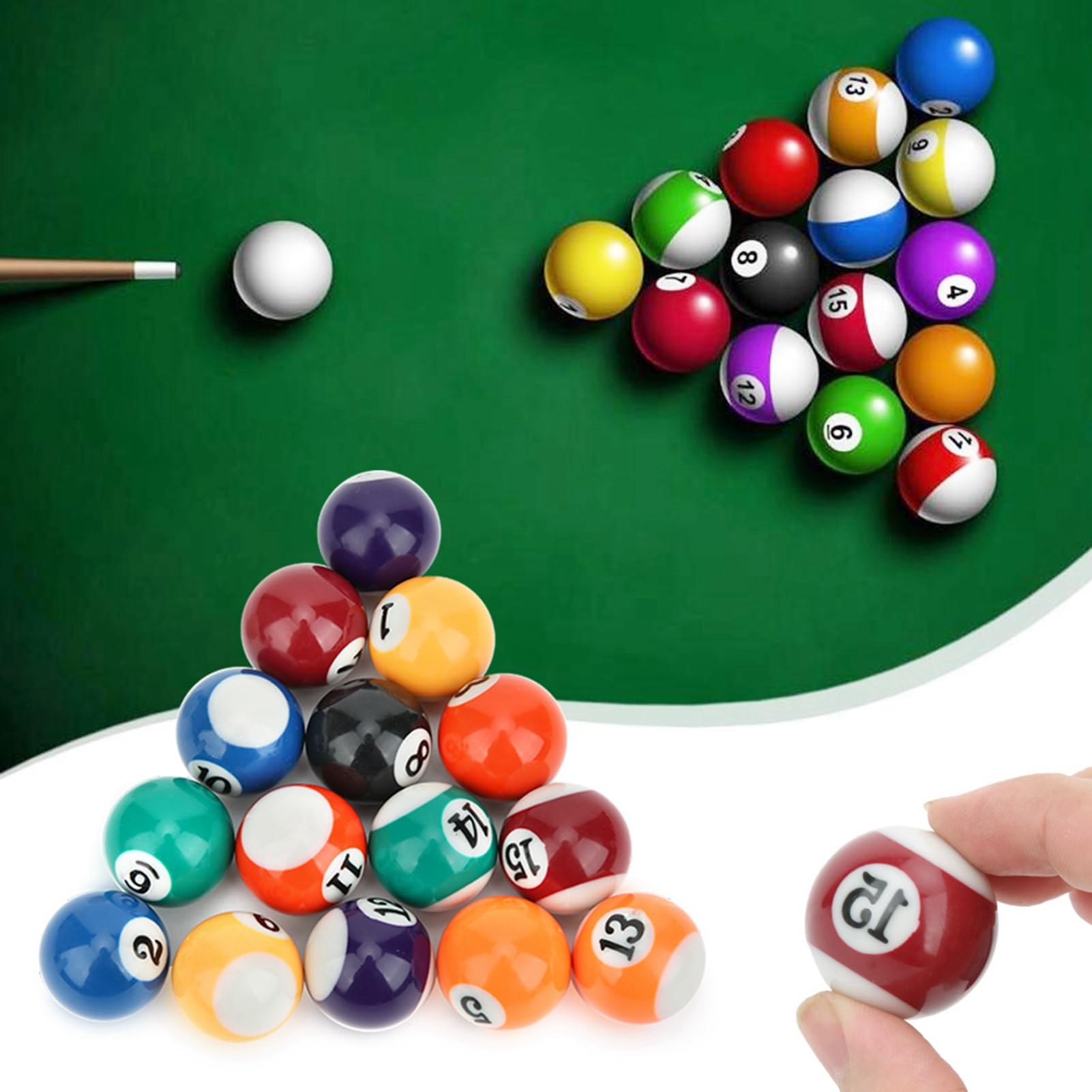 16-teiliges Mini-Billardball-Set, Mini-Billardball-Spielzeug für Kinder, kleine Billard-Queuebälle, komplettes Set für Mini-Billardtisch