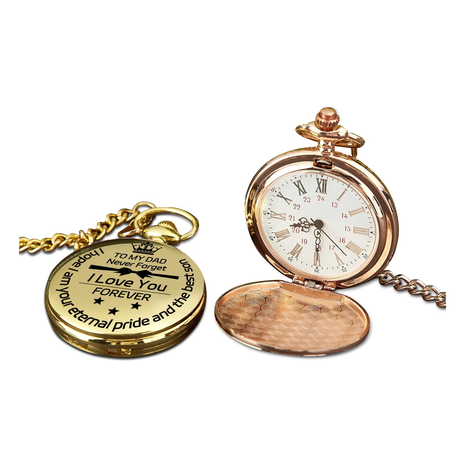 Personalized Pocket Watch,Engarved Custom Pocket Watches for Men with Chains Handmade,Pocket Watches with Text Suitable for Dad,Husband,Boyfriend,Friend