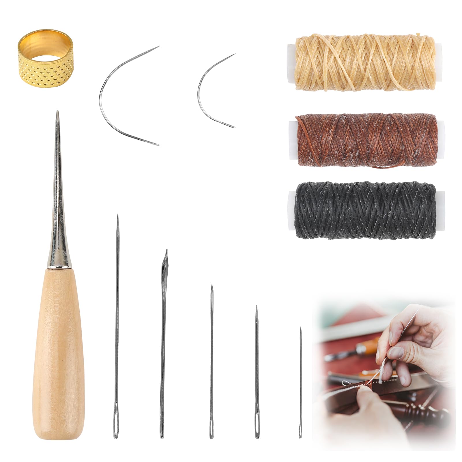 Kit De Réparation Du Cuir 12 Pièces, Kit De Couture Pour Cuir