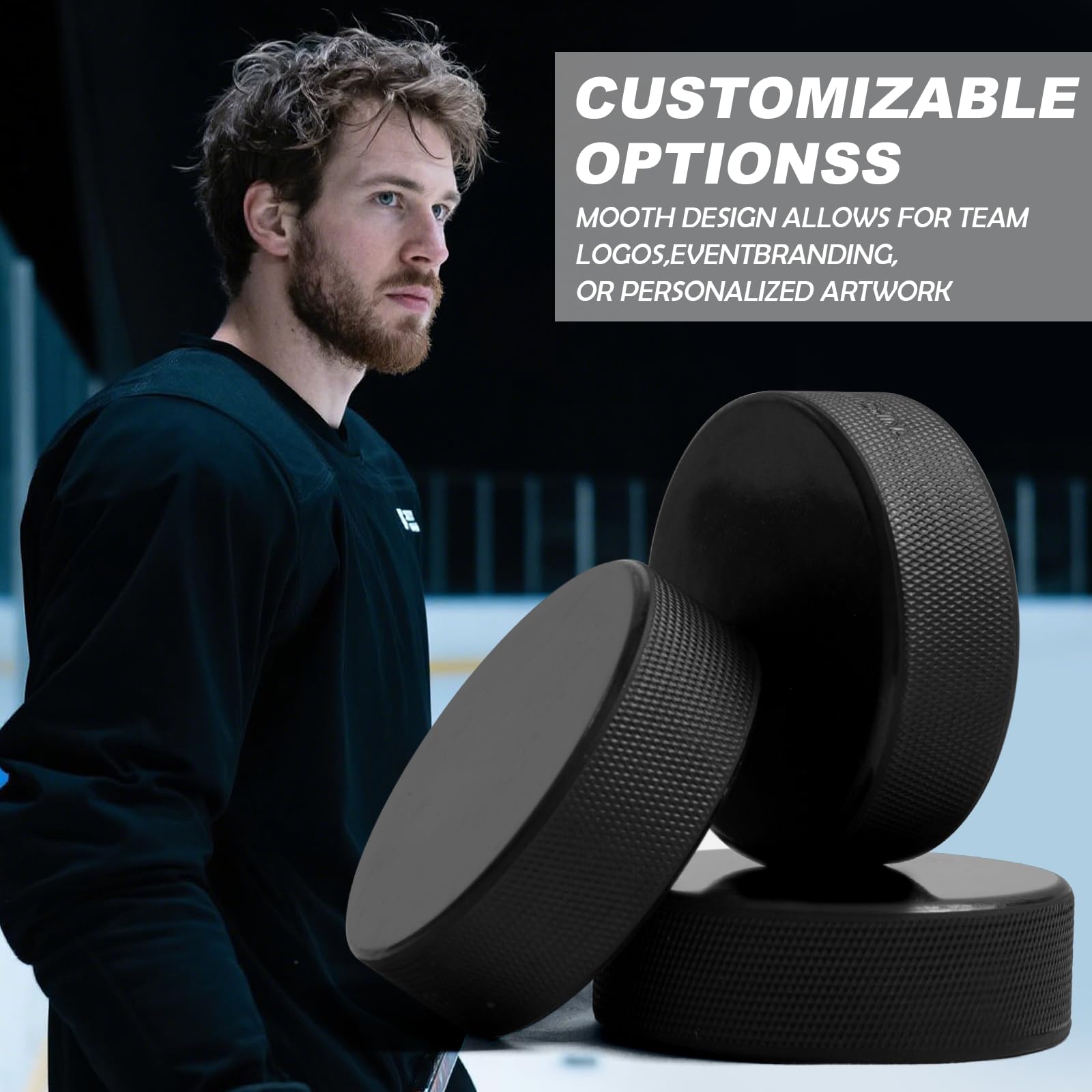 6 Pack Ice Hockey Pucks With Reusable Mesh Bag Rubber Street