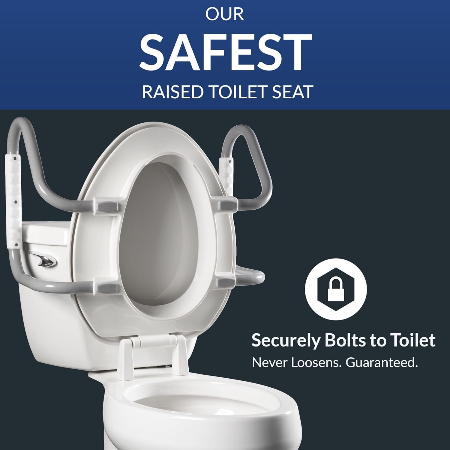 White Raised Toilet Seat with Handles and Bidet Attachment