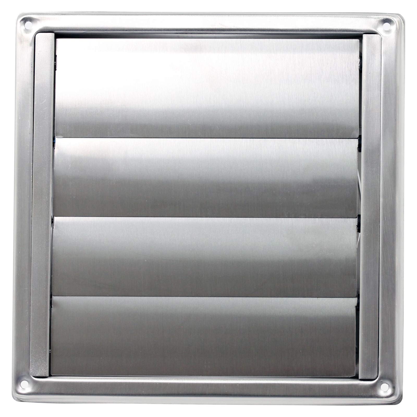 SPARES2GO Stainless Steel Square External Extractor Wall Vent Outlet with Gravity Flaps (125mm, 5")