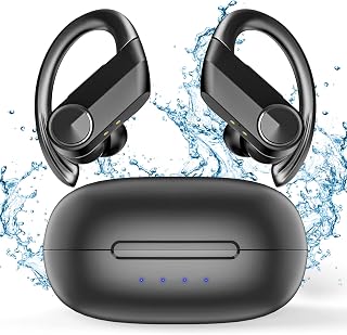 ZZN Wireless Headphones Waterproof IPX5 Sports Headsets Gym Running Bluetooth Sweatproof Earphones Noise Canceling Comfortable 20 Hours Battery ZT02 Charging Case Earbuds