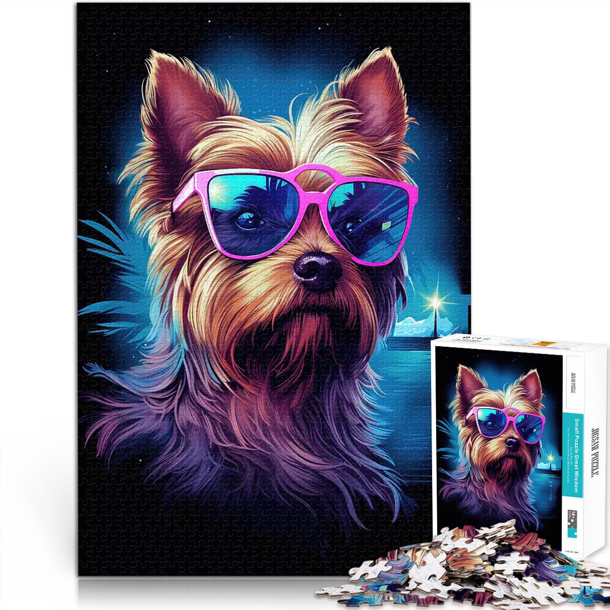 Jigsaws 1000 Pieces for Adults Retro Yorkie Familienspiel zum Stressabbau, schwierige Herausforderung Ein Kunstwerk52x38cm