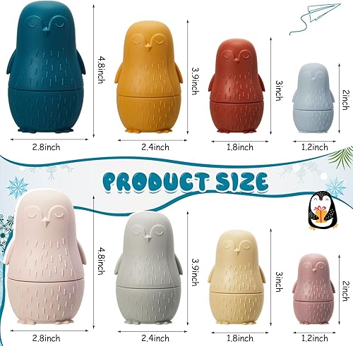 Miniatura 2 de Chivao 8 piezas de muñecas rusas de anidación de silicona Matryoshka muñecas educativas apilables para niños pequeños muñecas de anidación de