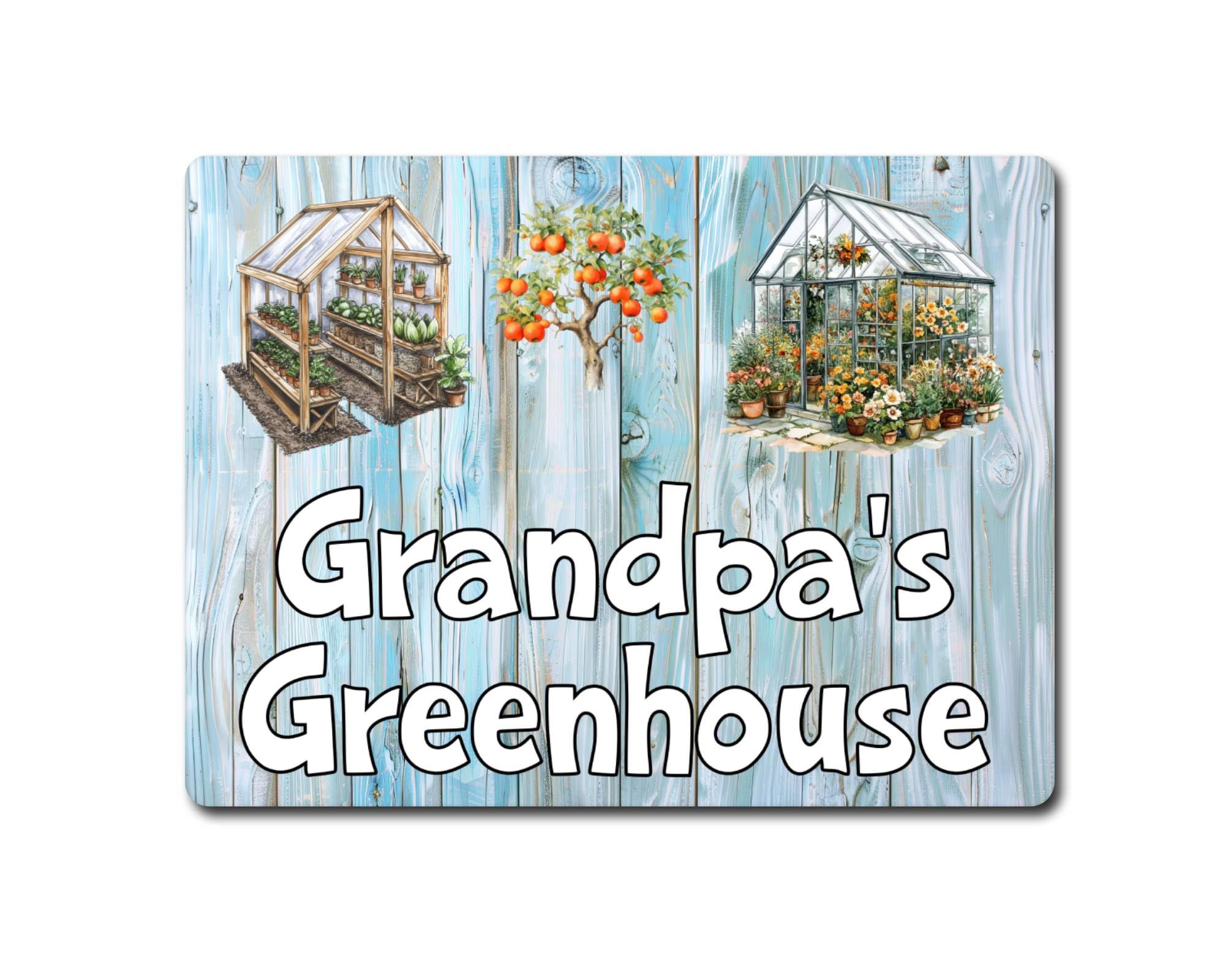 Decalarama Allotment Metal Sign Gift – Grandpa's Greenhouse - Family Fun Home Garden Novelty Aluminium Present