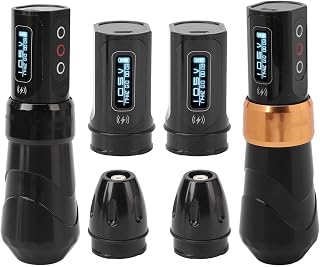 Wireless Tattoo Power Supply, Wireless Tattoo Machine Pen Double Battery 2000mah Rc a Converter Rotarys Tattoo Cartridges Pen For Liner Shader(Black)