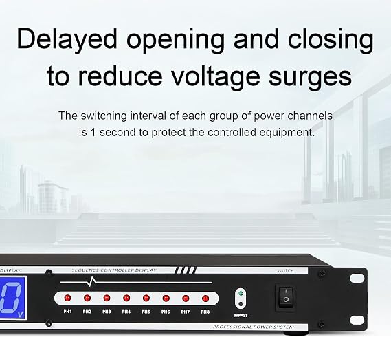 Depusheng 10 Outlet Power Conditioner 10 Amp 2000w Audio Digital Power Sequencer Rack Mount With Precise Real-Time Voltage Display Suitable For Home KTV Classroom Stage Studio - Black(D228)