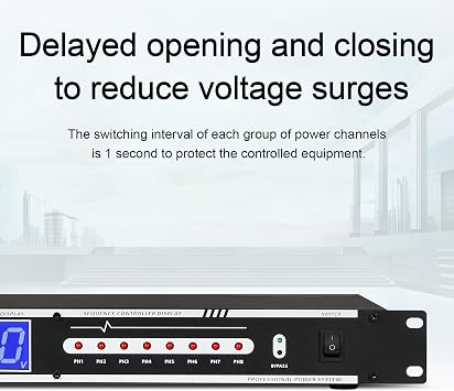 Depusheng 10 Outlet Power Conditioner 10 Amp 2000w Audio Digital Power Sequencer Rack Mount With Precise Real-Time Voltage Display Suitable For Home KTV Classroom Stage Studio - Black(D228)