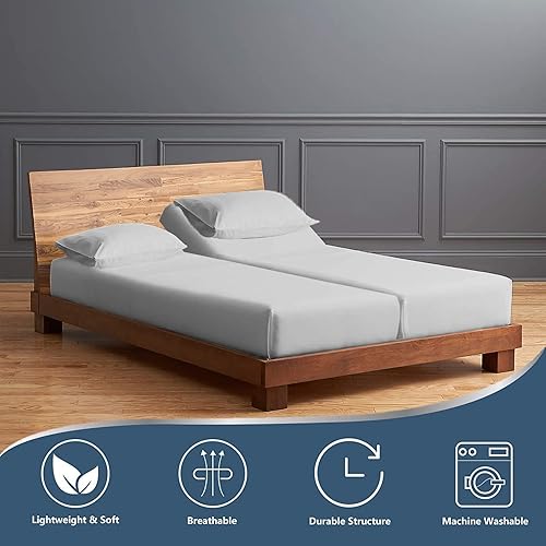 Vista 73 de Juego de sábanas divididas tamaño Queen ajustable, bolsillo extra profundo de 28 pulgadas, 800 hilos, 100% algodón egipcio