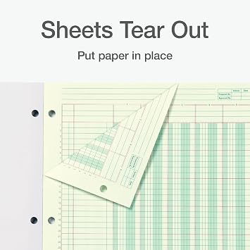 Adams Columnar Analysis Pad, 5 Column Ledger, 8.5 x 11, 100 Pages (50 Sheets), Green, 3 Hole Punch, for Accounting, Bookkeeping & Data (ACP85115)