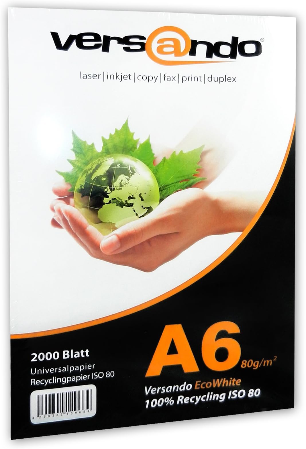 Versando ecological print and copier/universal paper, recycled eco white 80 g/m² c) 2000 Blatt DIN A6 (105x148mm) recycling
