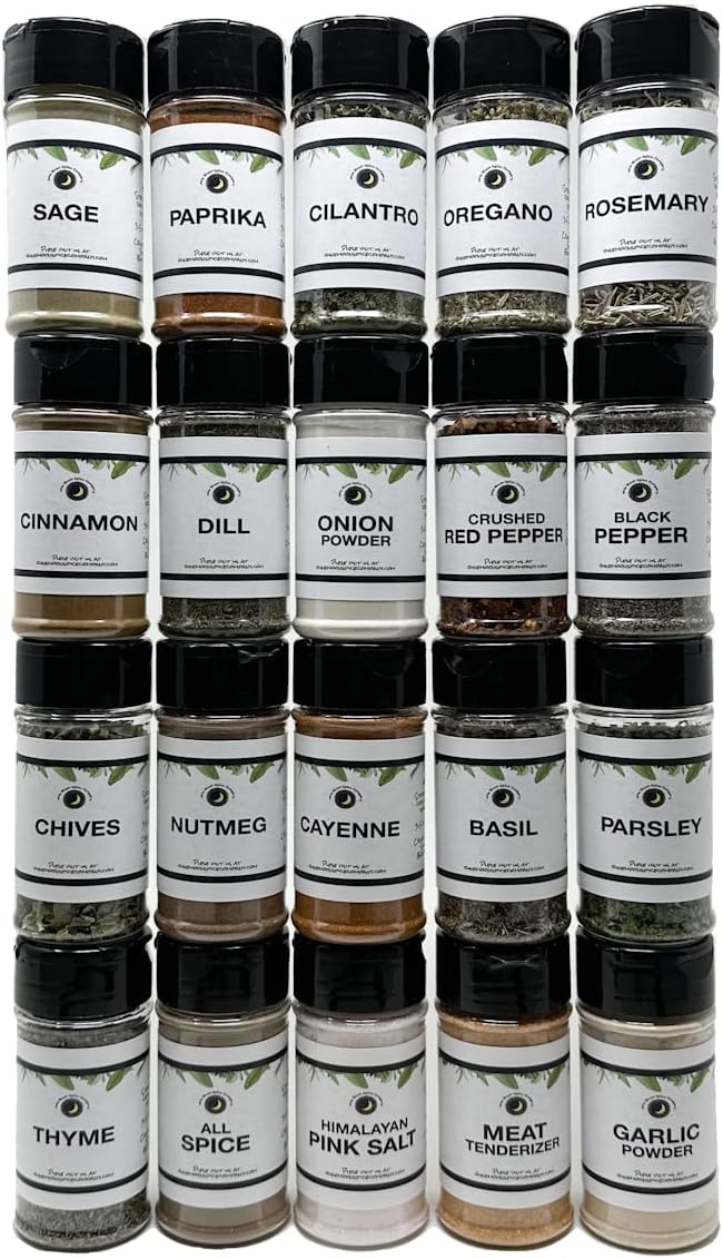 Premium | Basic Pantry Seasoning, Herb, Spice and Seasoned Salt Set | 20 Count | All Natural | Everything Your Spice Rack Needs! | Create Unique Flavors at Home!